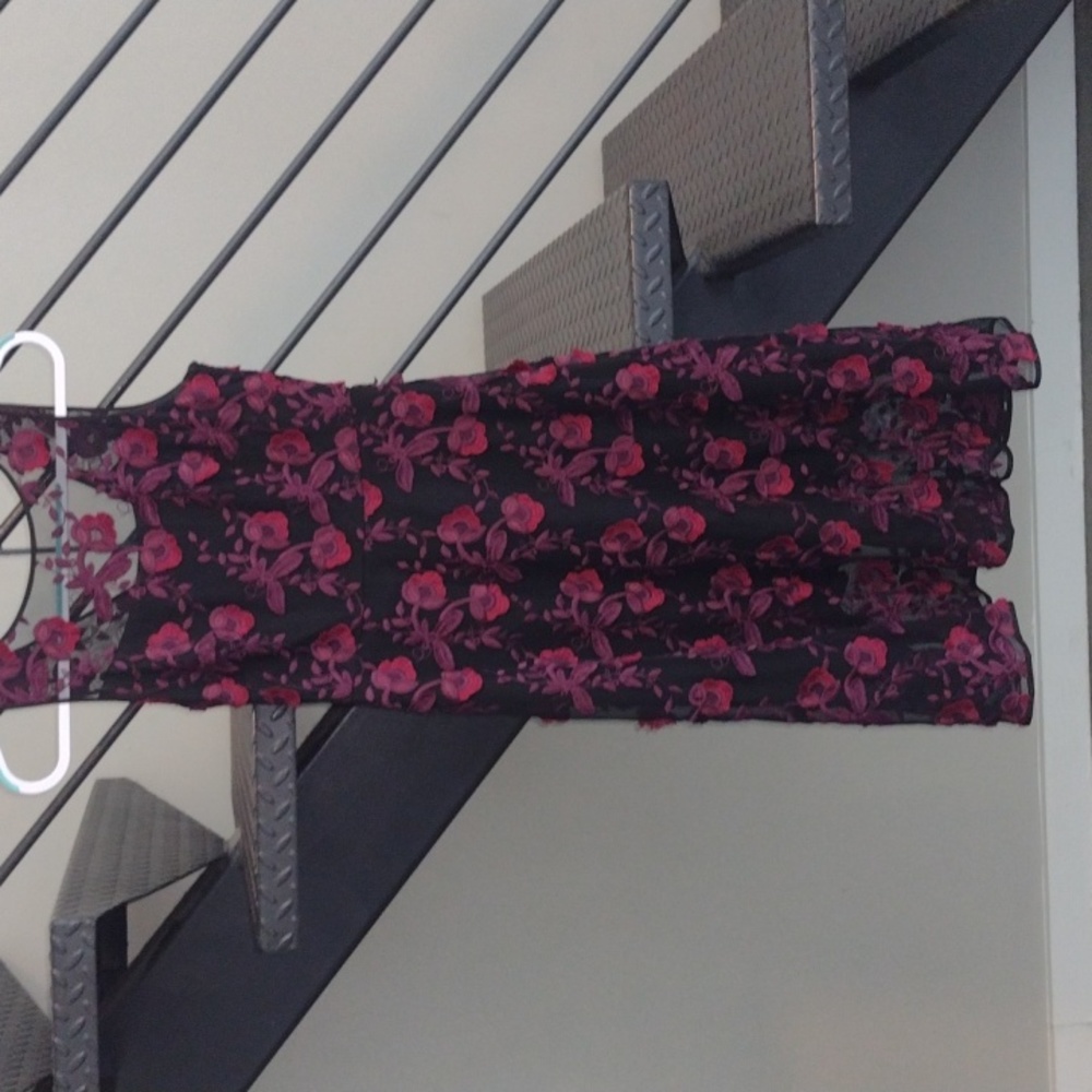 Rose applique white house dress